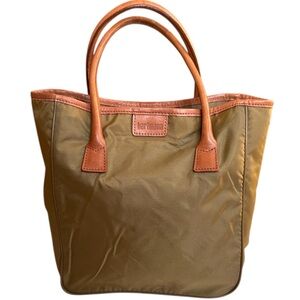 EUC Hartmann Day Tote Olive With Brown Leather Handles / Trim